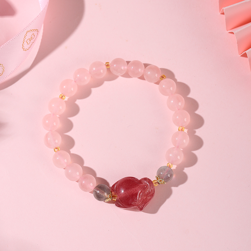 Dreamy Peach Blossom Pink Crystal Bracelet