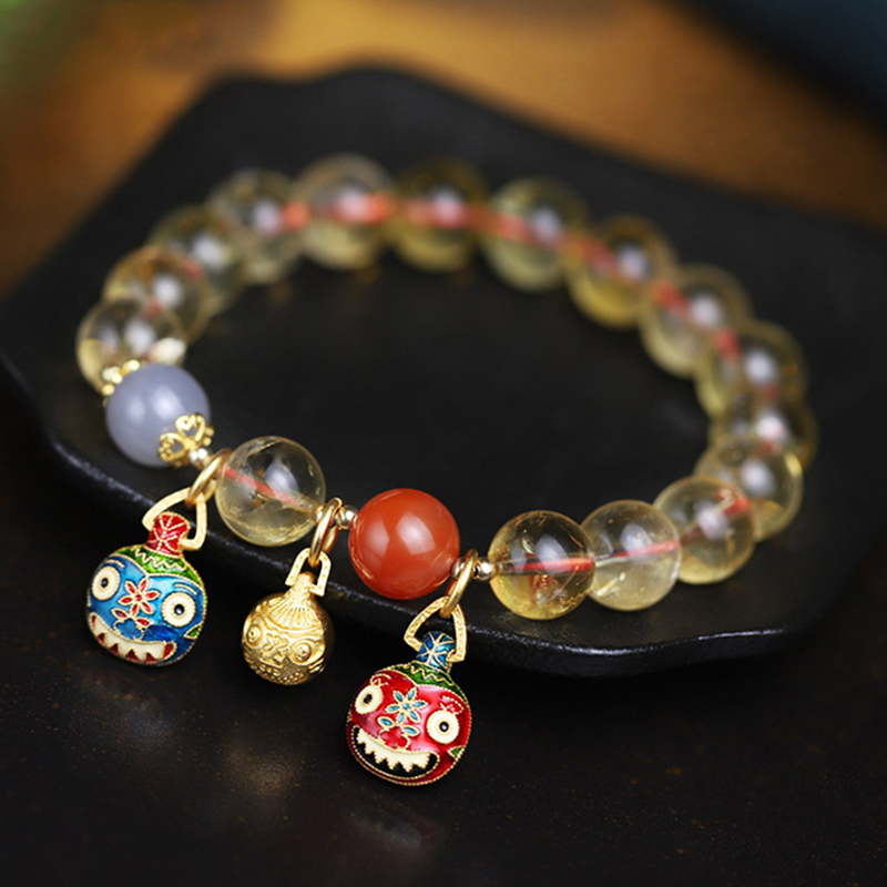 A family of three swallowing gold beast citrine bracelet men and women Tianjing body bracelet 2025 mascot