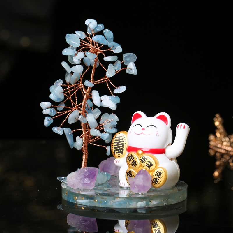 Lucky cat and fortune tree ornaments