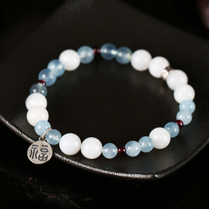 Aquamarine moonstone bracelet female pregnant garnet crystal bracelet