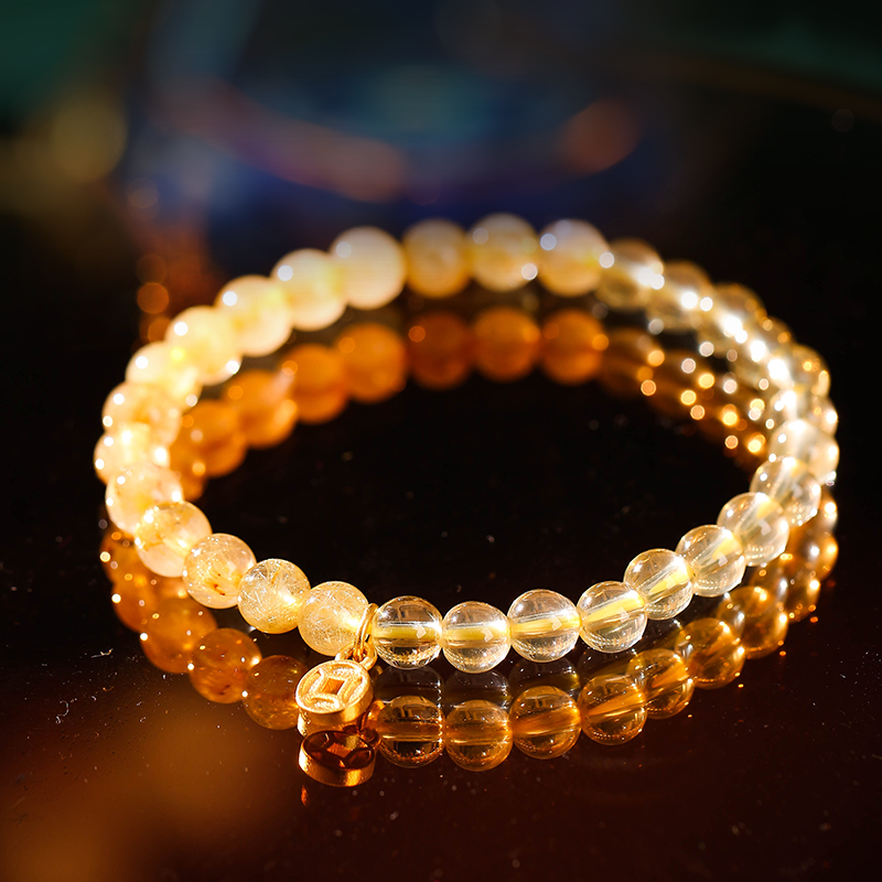 Citrine Money Mother Treasure Bracelet for Women Gold and Silver Gathering Wealthy Crystal Golden Hair Quartz Bracelet