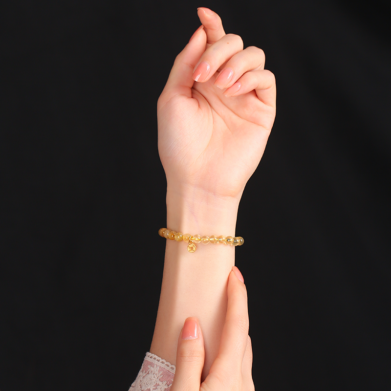 Citrine Money Mother Treasure Bracelet for Women Gold and Silver Gathering Wealthy Crystal Golden Hair Quartz Bracelet