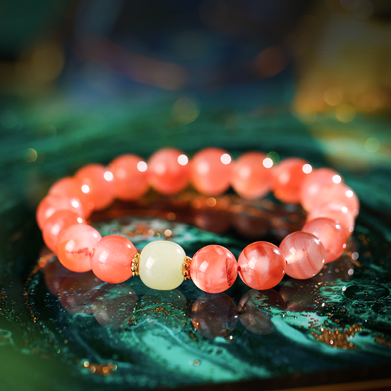 Ice floating red agate bracelet