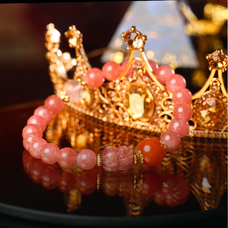 Rhodonite Golden Jade Marriage Bracelet Love Long-lasting Good Destiny Tiancheng Sunstone Pink Crystal Bracelet