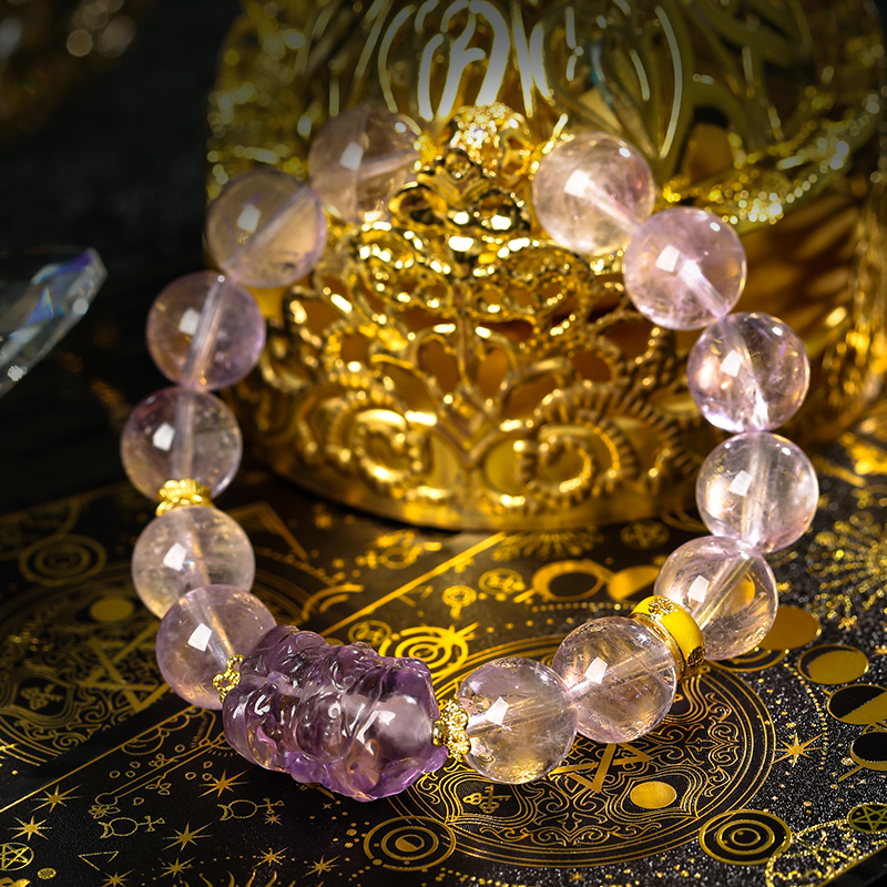 "Ziwei Xingdong" Purple Super Seven Yellow God of Wealth Crystal Bracelet
