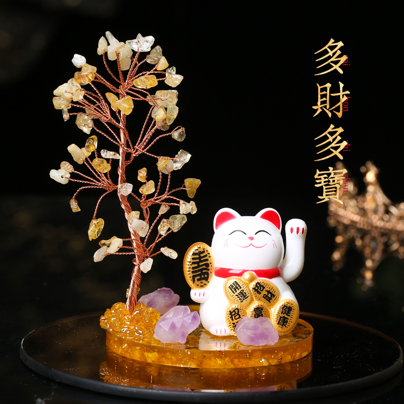 Lucky cat and fortune tree ornaments