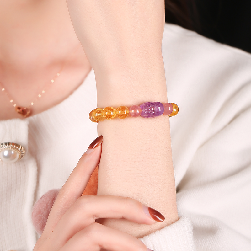 Huang Asai Pixiu bracelet female purple qi from the east amethyst citrine bracelet mascot