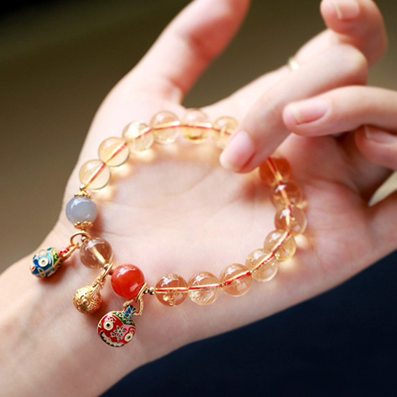 A family of three swallowing gold beast citrine bracelet men and women Tianjing body bracelet 2025 mascot