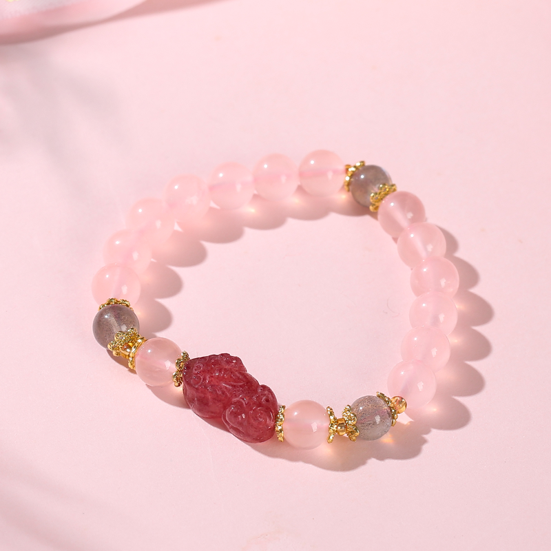 Dreamy Peach Blossom Pink Crystal Bracelet