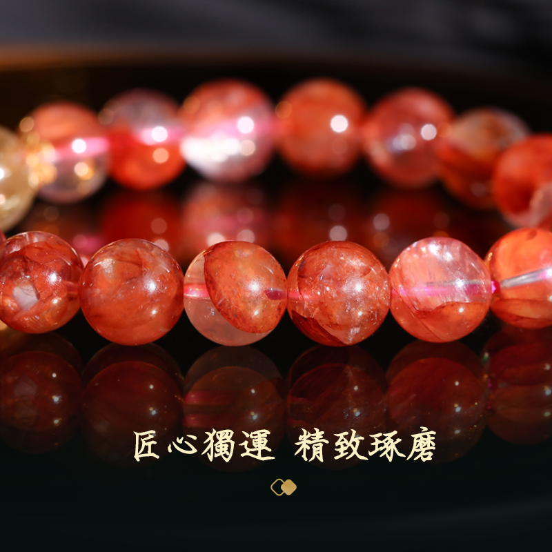 紅膠花錢源滾滾手鏈 鴻運當頭金富自來 金發晶手串