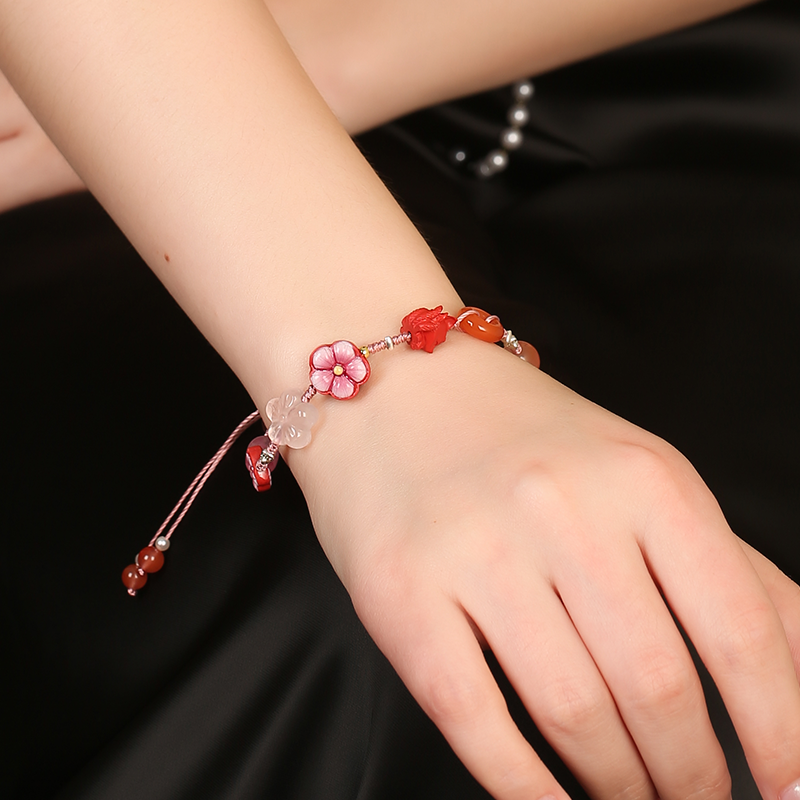 Nine Foxes Pink Peach Blossom Fu'an Bracelet