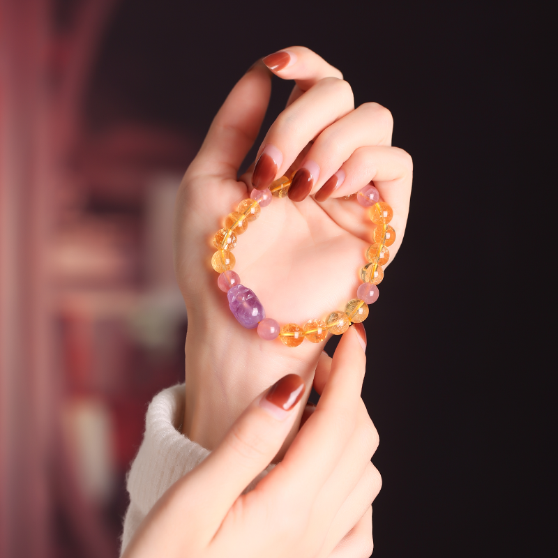 Huang Asai Pixiu bracelet female purple qi from the east amethyst citrine bracelet mascot