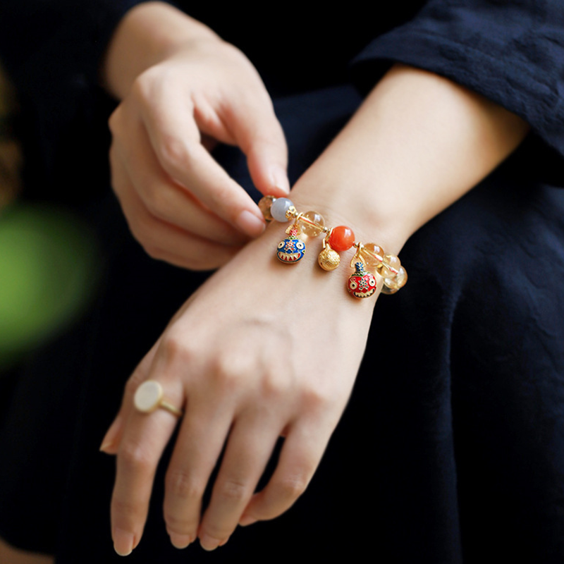 A family of three swallowing gold beast citrine bracelet men and women Tianjing body bracelet 2025 mascot