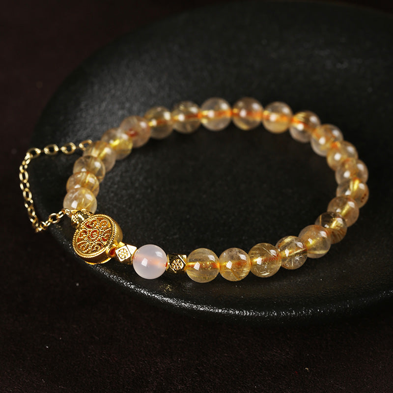 2025 Thousands of Golden Rutilated Quartz Bracelet for Women Crystal Bracelet for Office Workers as Gift