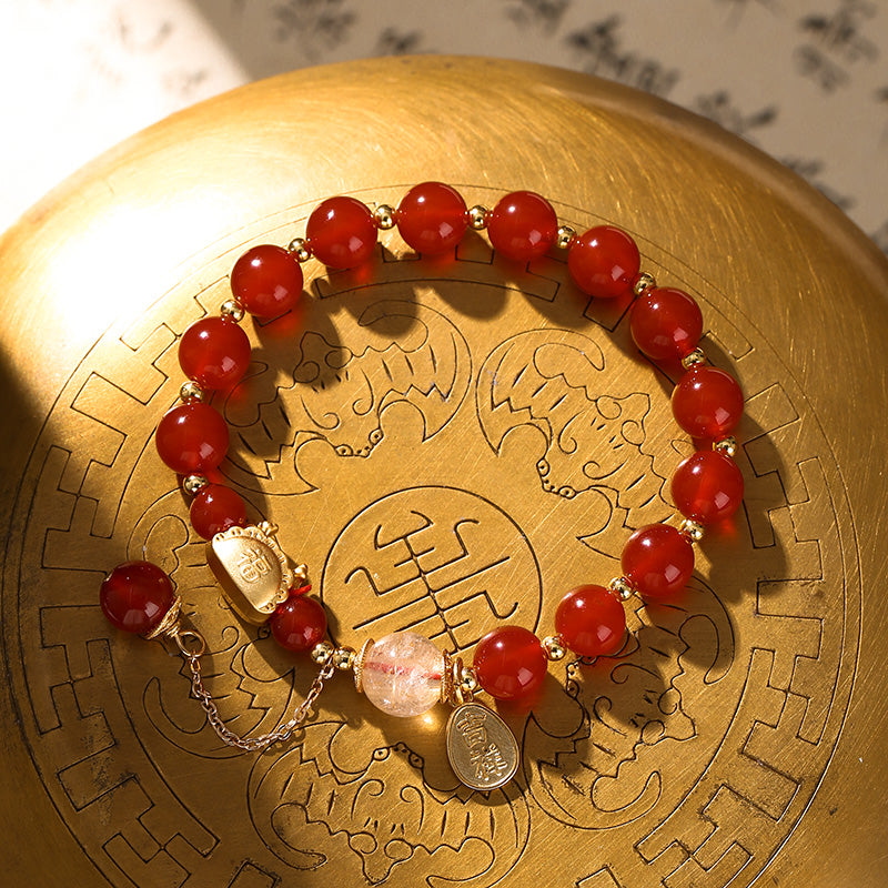 Jiaolong red agate bracelet