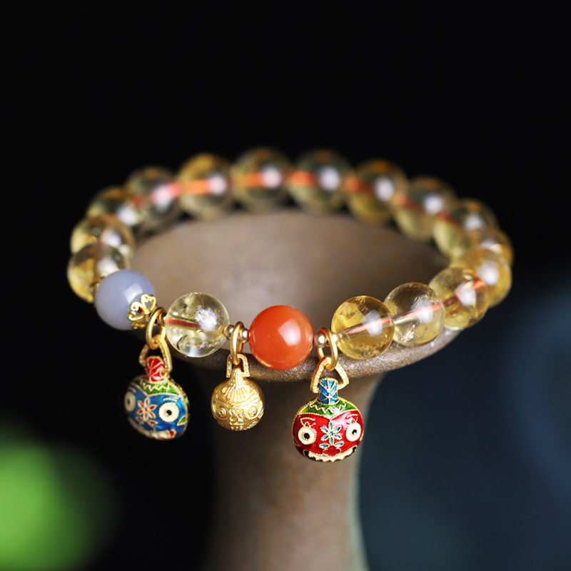 A family of three swallowing gold beast citrine bracelet men and women Tianjing body bracelet 2025 mascot