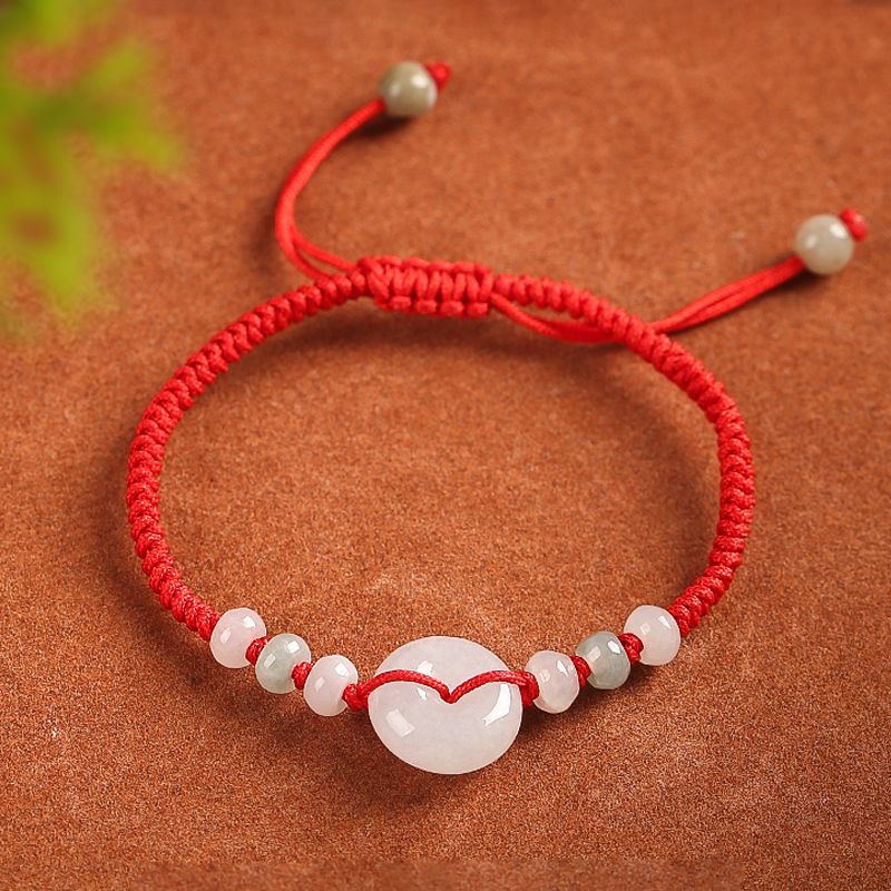Jadeite baby safety locket braided red string 