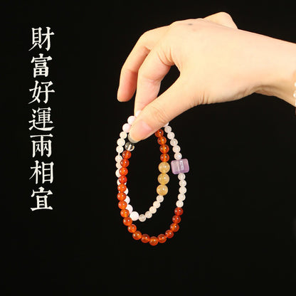澳寶瑪瑙多寶手鏈 財源廣進 高顏值灰月光金發晶手串