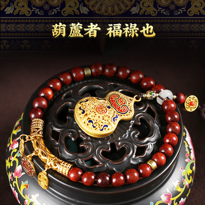 黃銅葫蘆小葉紫檀車掛福祿吉祥汽車後視鏡掛件掛飾
