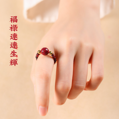 六字真言朱砂戒指