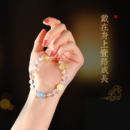 五路財神黃水晶手鍊女