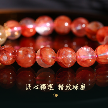 紅膠花錢源滾滾手鏈 鴻運當頭金富自來 金發晶手串