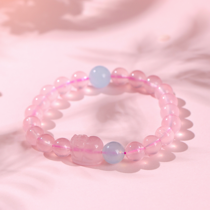 Golden Jade Marriage Rose Quartz Pixiu Bracelet