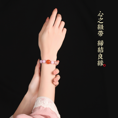 粉晶良緣美滿手鏈女 締結良緣愛緣永續 紫鋰輝水晶手串