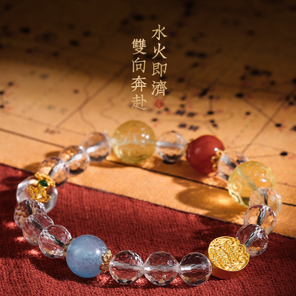 五路財神黃水晶手鍊女