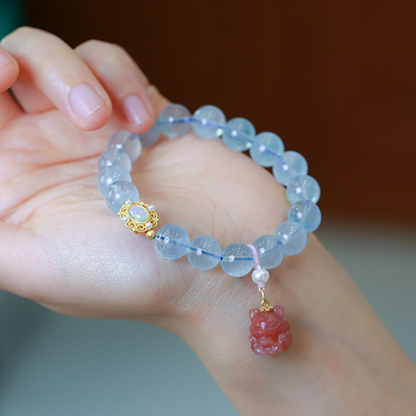 Cute Fox Aquamarine Bracelet 